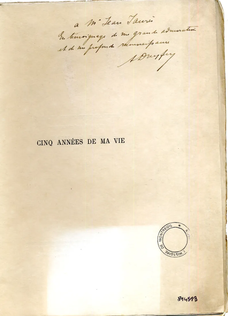 Dédicace d’Alfred Dreyfus à Jean Jaurès, coll.mhv.