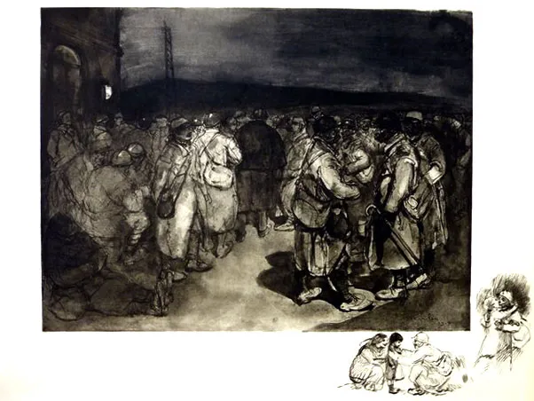 Théophile Alexandre Steinlen, Gare régulatrice, eau-forte et aquatinte, 1916, coll. mhv