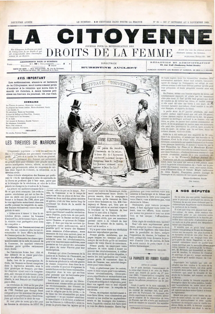 {La Citoyenne}, numéro du 1er octobre au 5 novembre 1882, coll. mhv