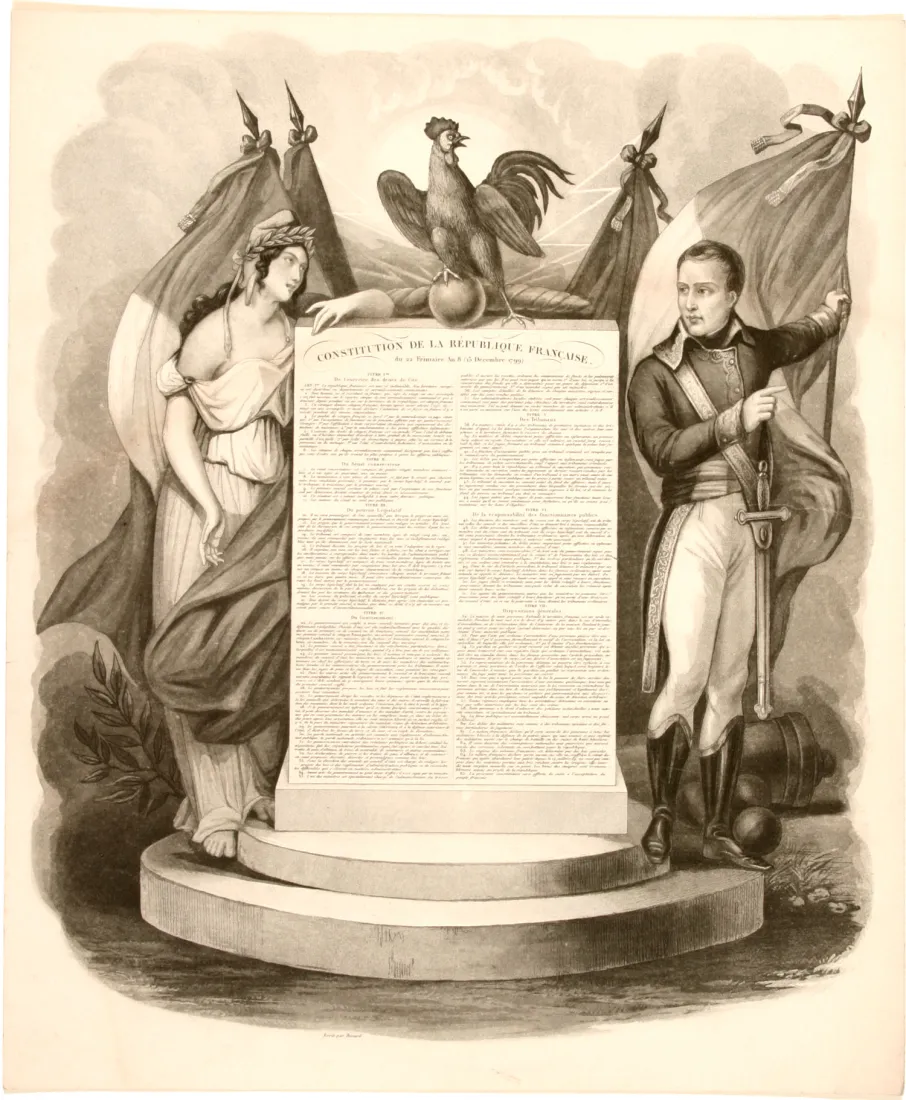 Constitution de la République française du 22 frimaire an VIII, eau-forte, Paris, sd., coll. mhv.