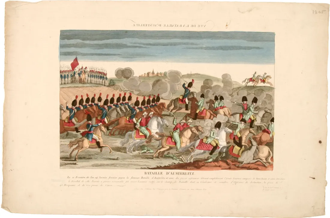 Bataille d'Austrelitz, eau-forte coloriée, Paris, coll. mhv