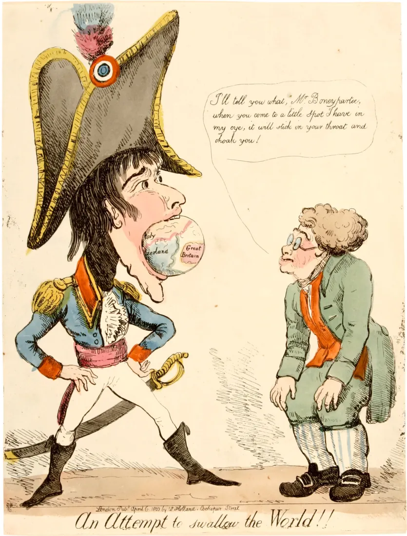 Eau-forte coloriée, publiée le 6 avril 1803 par W Holland., coll. mhv