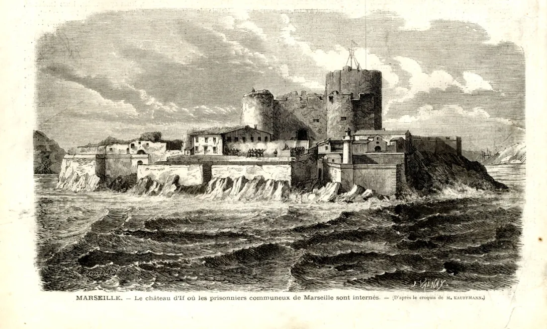 Le chateau d'If de Marseille, lieu de détention des communards marseillais, {Le Monde Illustré} du 8 juillet 1871, coll.mhv.
