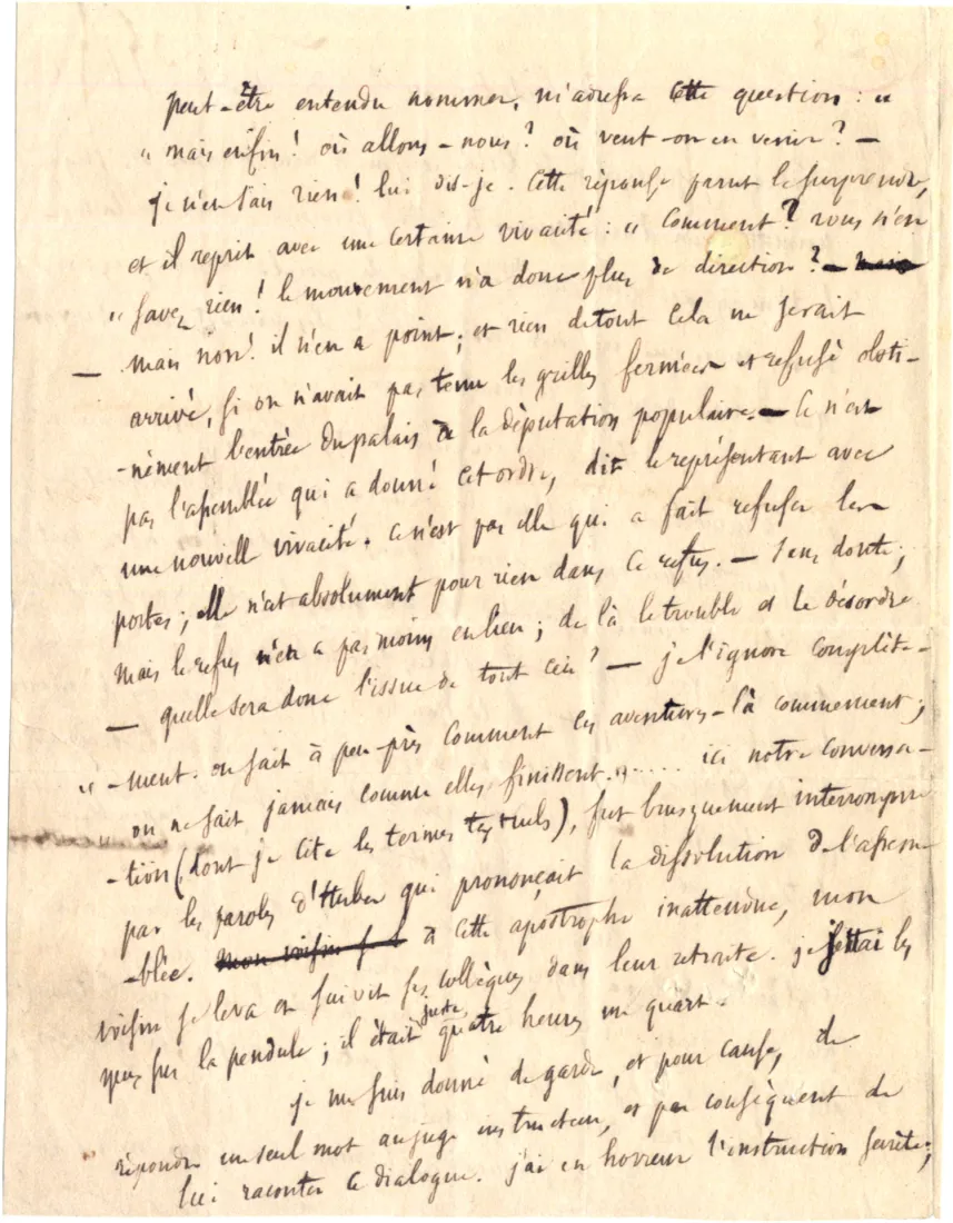 Extrait d'une lettre de Blanqui au rédacteur en chef du Peuple. Datée du donjon de Vincennes le 18 janvier 1849, coll.mhv.