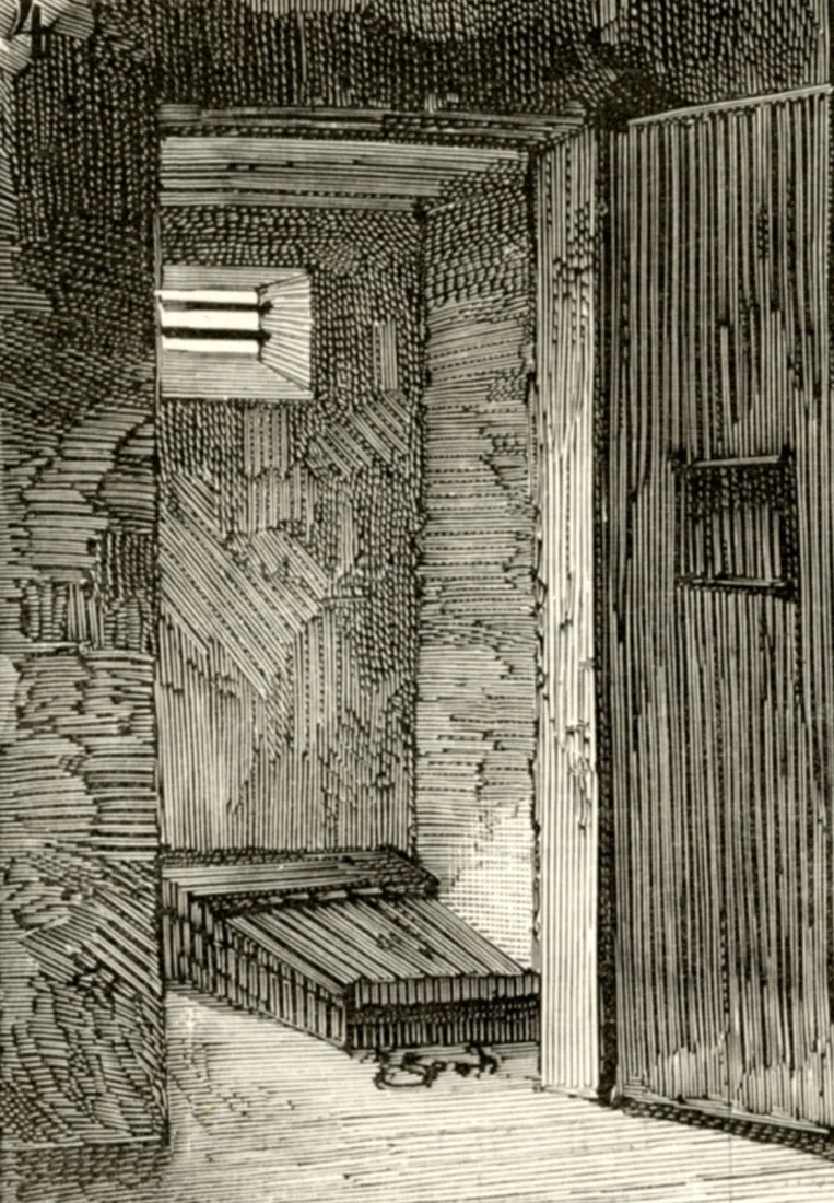 Exemple de cellules dans lesquelles sont enfermés les prévenus, { L’Illustration} du 23 avril 1870, coll.mhv.