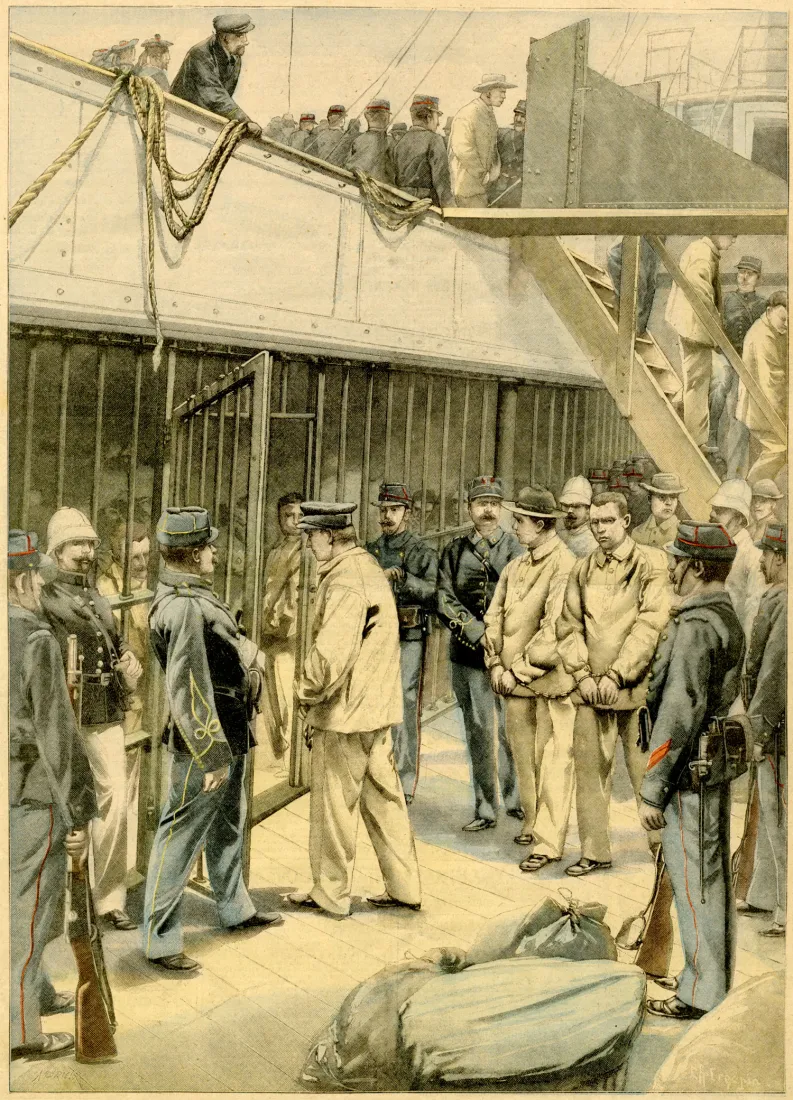 Embarquement des forçats pour la Guyane {Le Petit Parisien} du 11 janvier 1903, coll.mhv.
