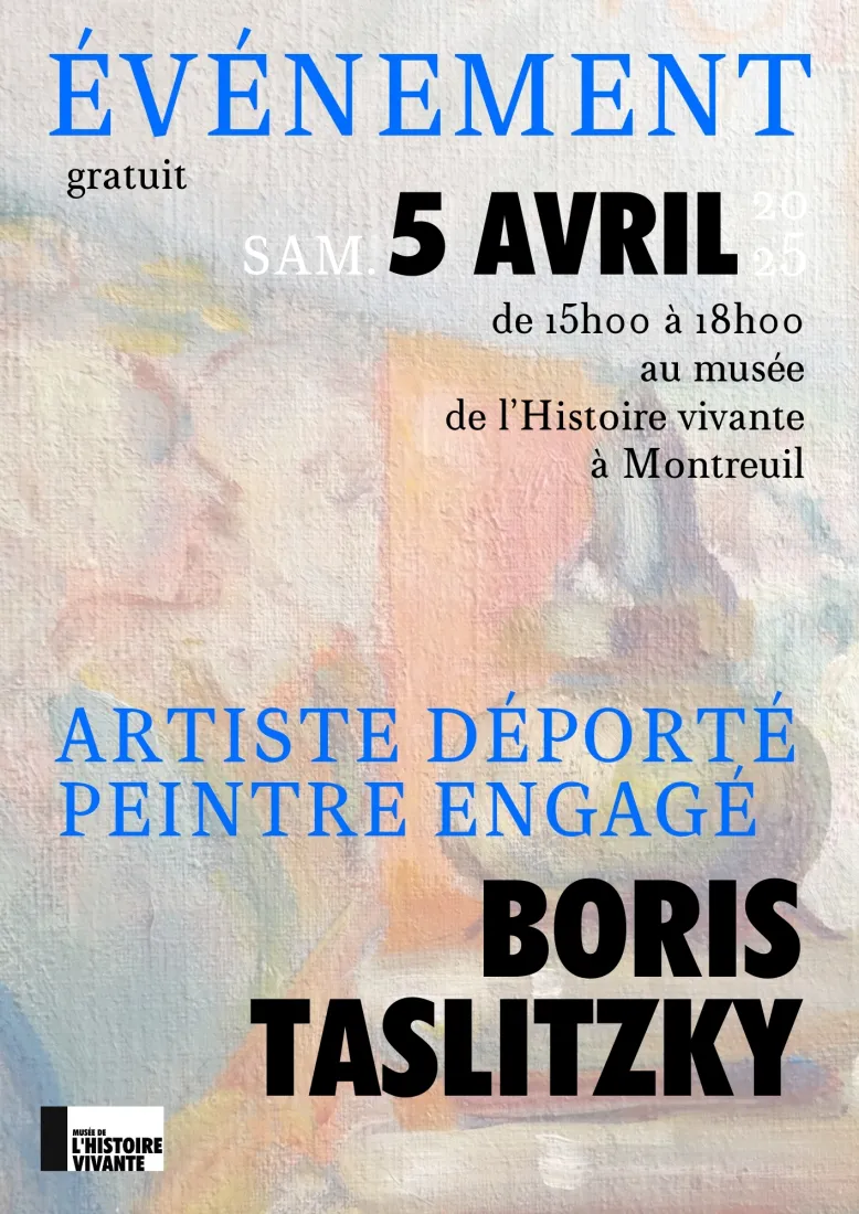 Affiche de l'événement sur Boris Taslitzky le samedi 5 avril 2025